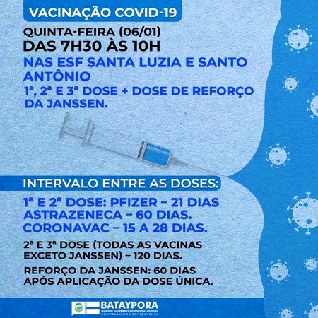 Batayporã terá vacinação contra Covid-19 nesta quinta (06)