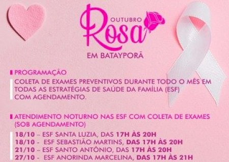Outubro Rosa tem reforço com atendimento noturno nas ESF e Dia D de Prevenção