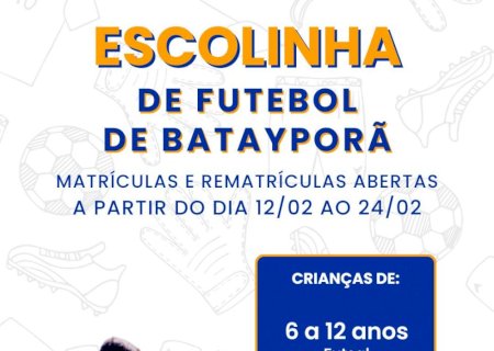 Batayporã: Escolinha Municipal de Futebol divulga período de matrículas e rematrículas