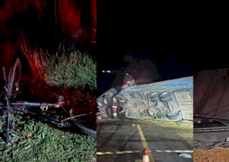 Caminhoneiro morre ao desviar de ciclista e bater em carreta na BR-163, entre Eldorado e Itaquiraí