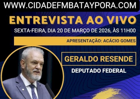 Deputado Geraldo Resende concede entrevista ao vivo na Rádio Cidade FM 104,9 nesta sexta