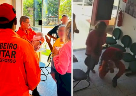 Vídeo mostra mãe chegando desesperada em quartel dos bombeiros com recém-nascida engasgada