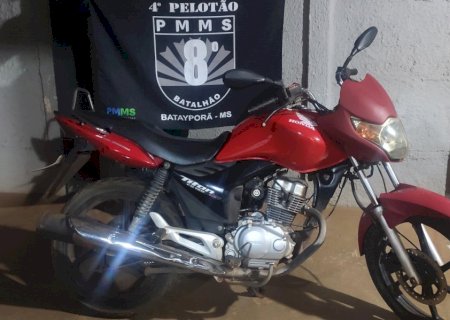 Polícia Militar recupera moto furtada em Batayporã
