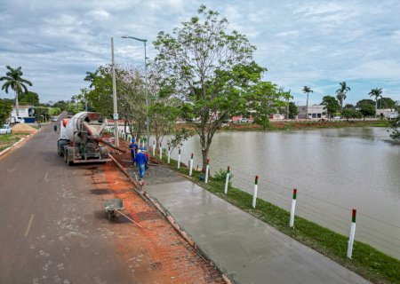 Obra da área de lazer na Lagoa do Sapo entra em nova etapa com execução das calçadas