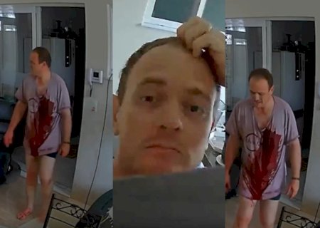 Imagens chocantes mostram discussões e frieza de feminicida ensanguentado após matar a esposa e esfaquear a filha em Lucas do Rio Verde